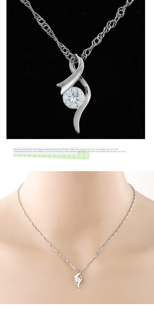 Fashion Dolphin Alloy Plating Artificial Diamond Pendant Necklace 1 Piece