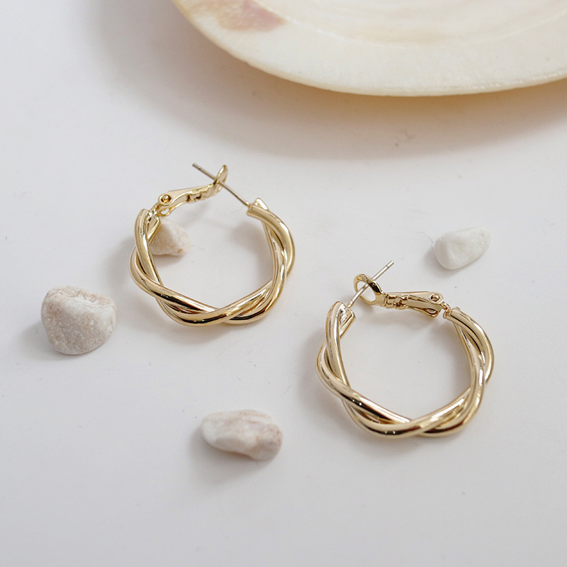 Simple Style Round Metal Plating Hoop Earrings