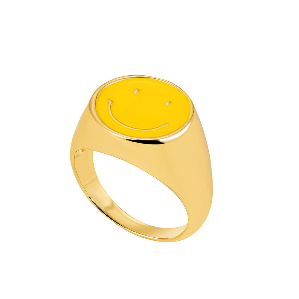 Cute Smiley Face Alloy Enamel Rings 1 Piece