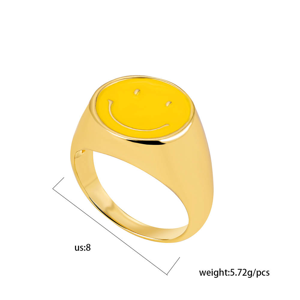 Cute Smiley Face Alloy Enamel Rings 1 Piece