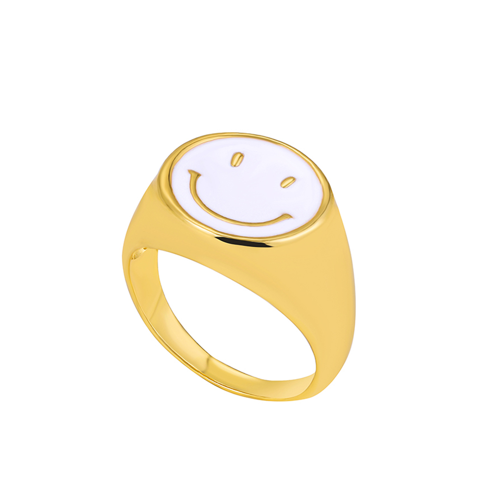 Cute Smiley Face Alloy Enamel Rings 1 Piece