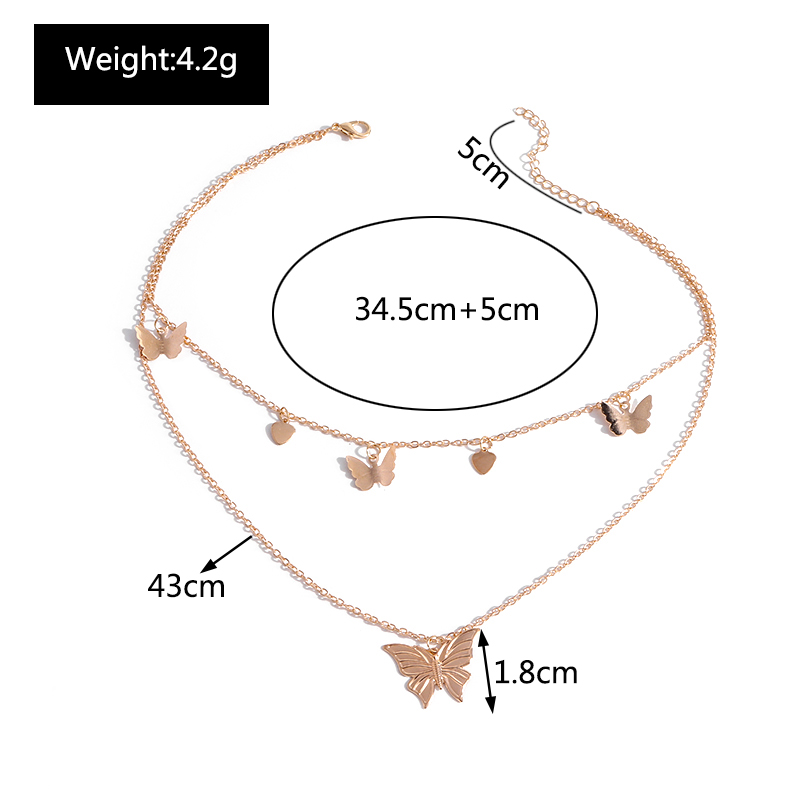 Fashion Butterfly Alloy Plating Layered Necklaces