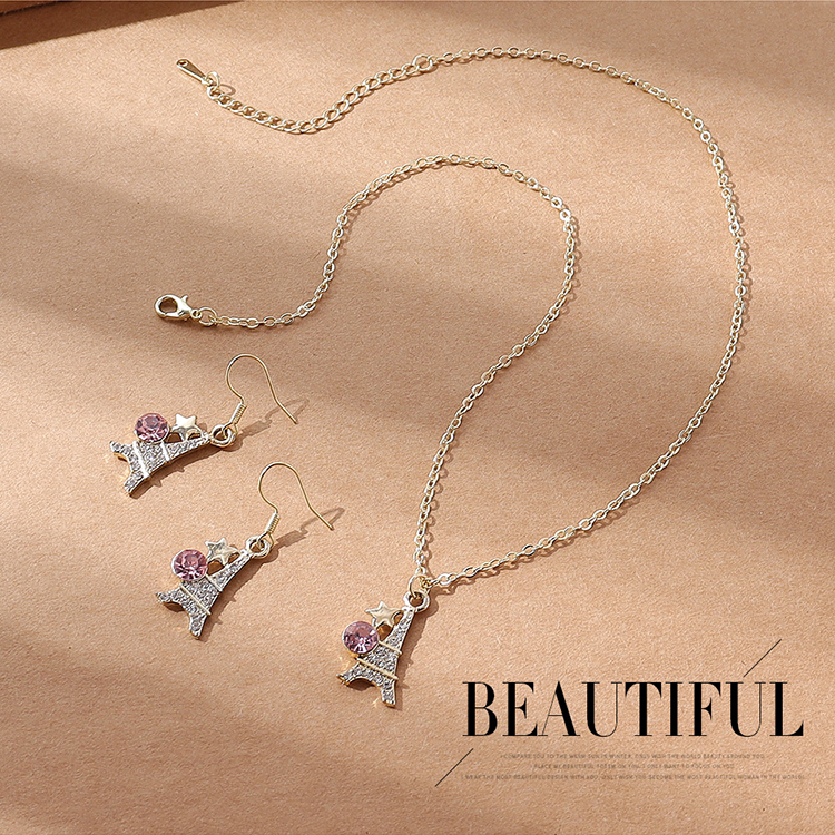 Fashion Heart Shape Butterfly Alloy Inlay Rhinestones Necklace 1 Set