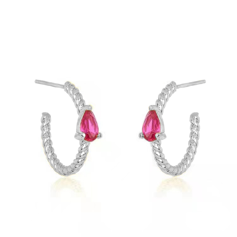 Fashion Water Droplets Copper Ear Studs Inlay Zircon Copper Earrings 1 Pair