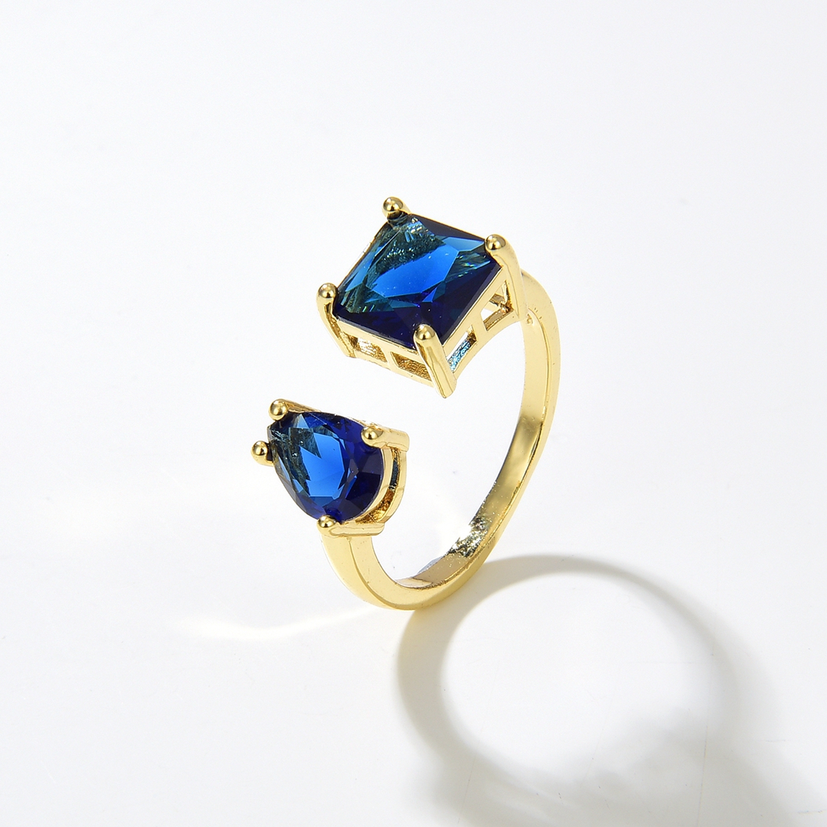 Fashion Water Droplets Copper Open Ring Inlay Zircon Copper Rings 1 Piece