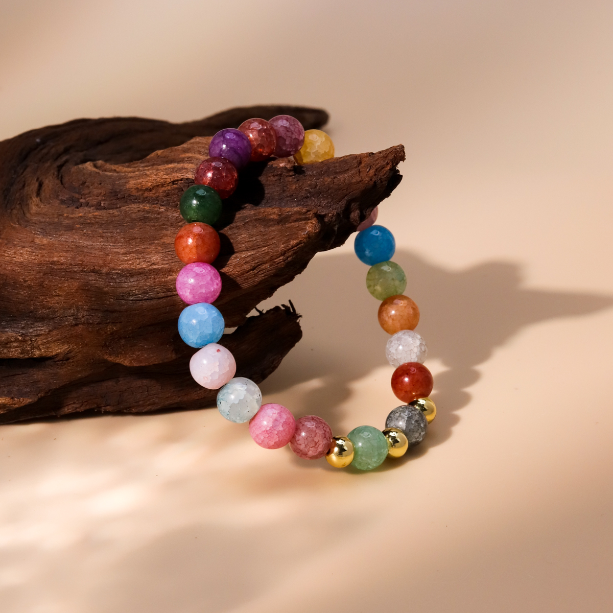 Fashion Round Copper Bracelets Beaded Natural Stone Copper Bracelets 1 Piece