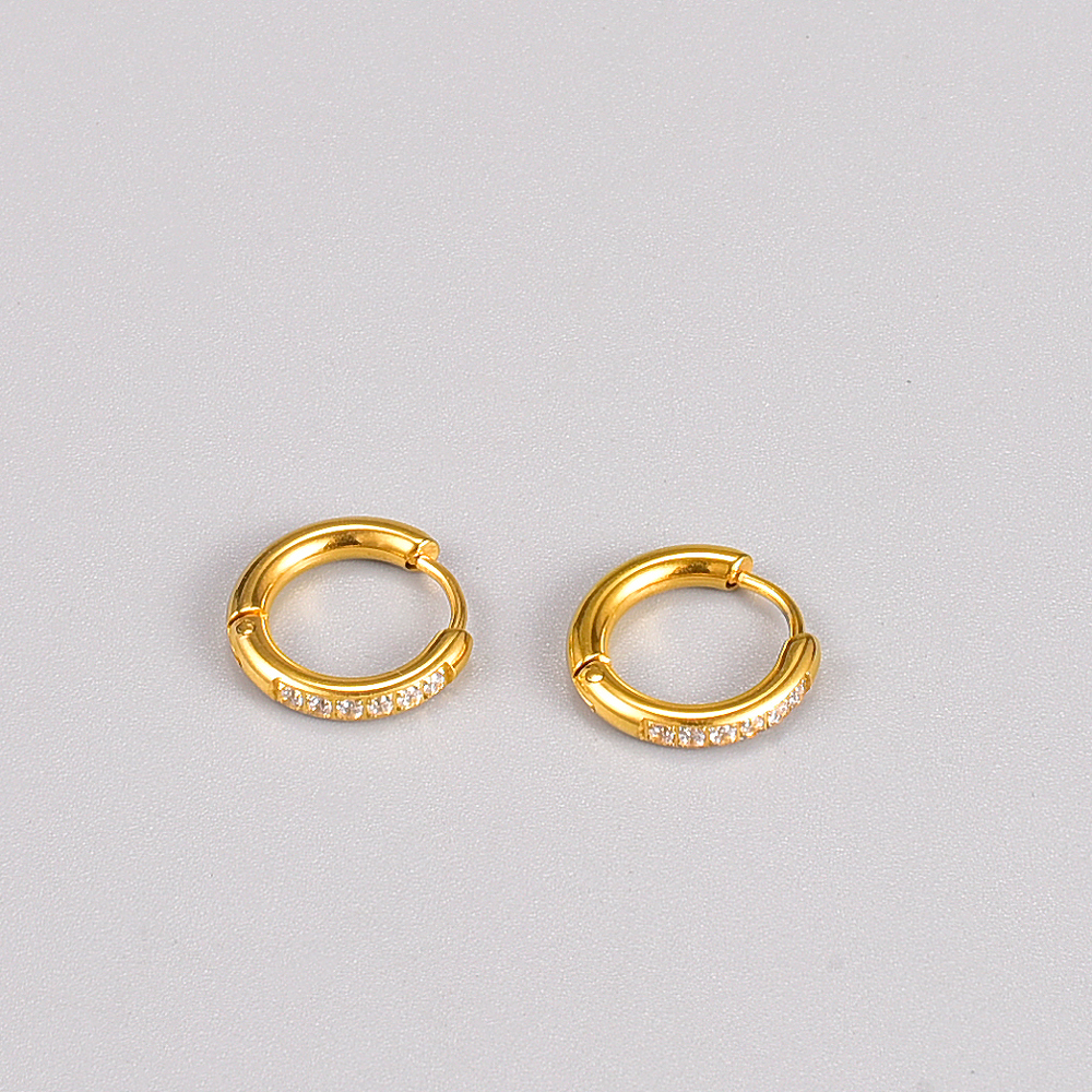Fashion Geometric Titanium Steel Earrings Gold Plated Artificial Rhinestones Stainless Steel Earring