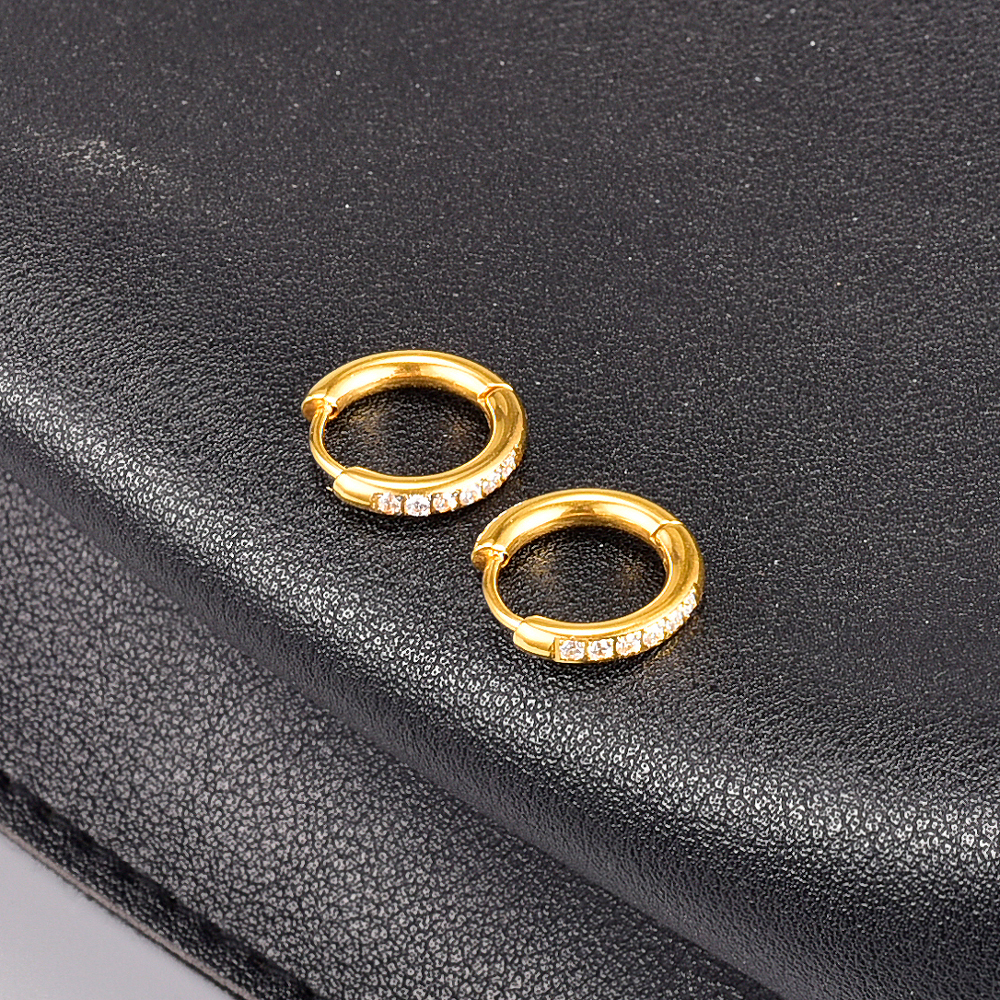 Fashion Geometric Titanium Steel Earrings Gold Plated Artificial Rhinestones Stainless Steel Earring