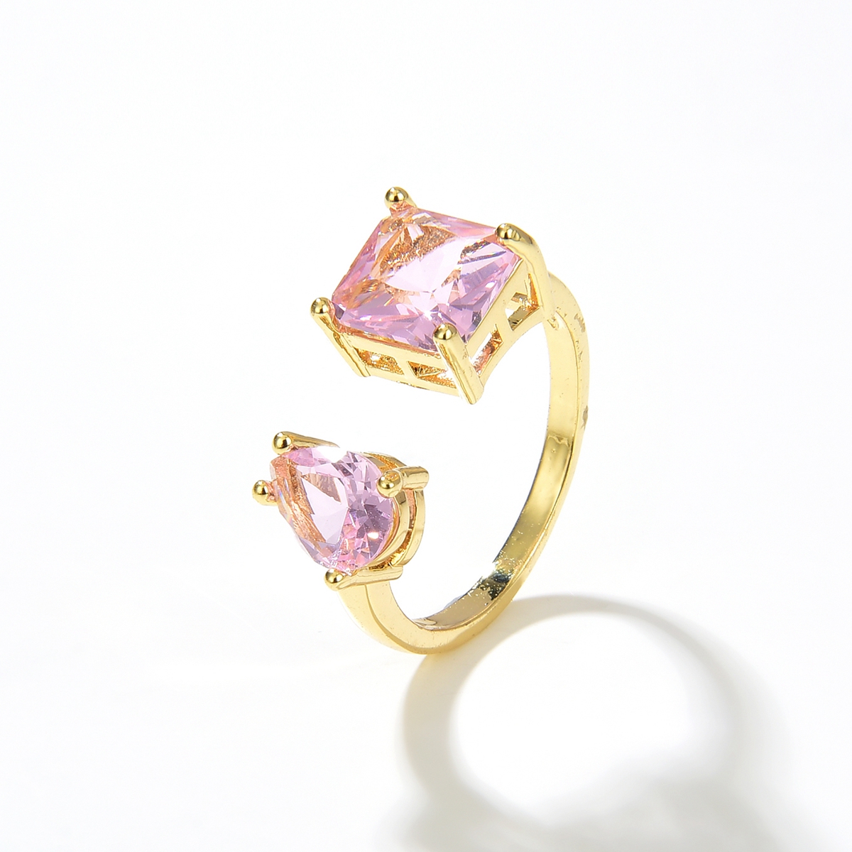 Fashion Water Droplets Copper Open Ring Inlay Zircon Copper Rings 1 Piece