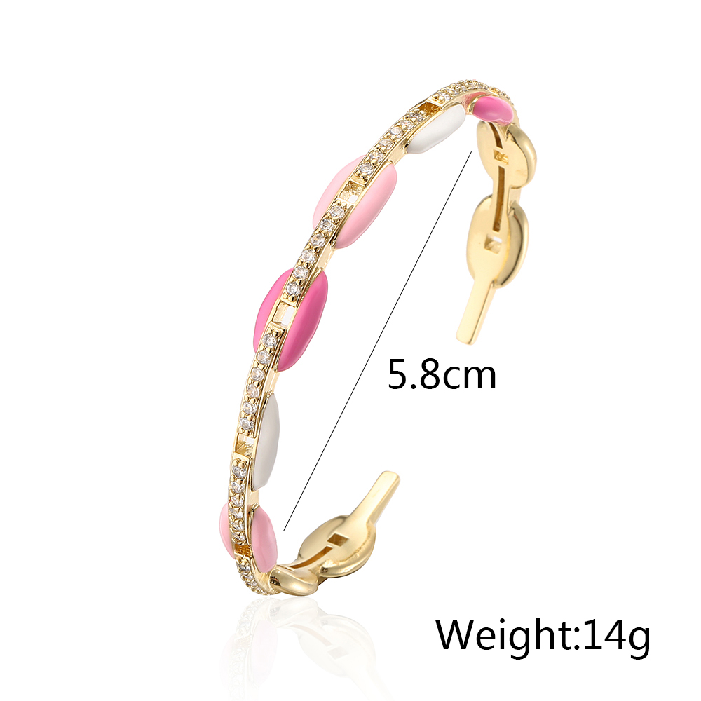 Fashion Geometric Copper Bangle Epoxy Gold Plated Zircon Copper Bracelets