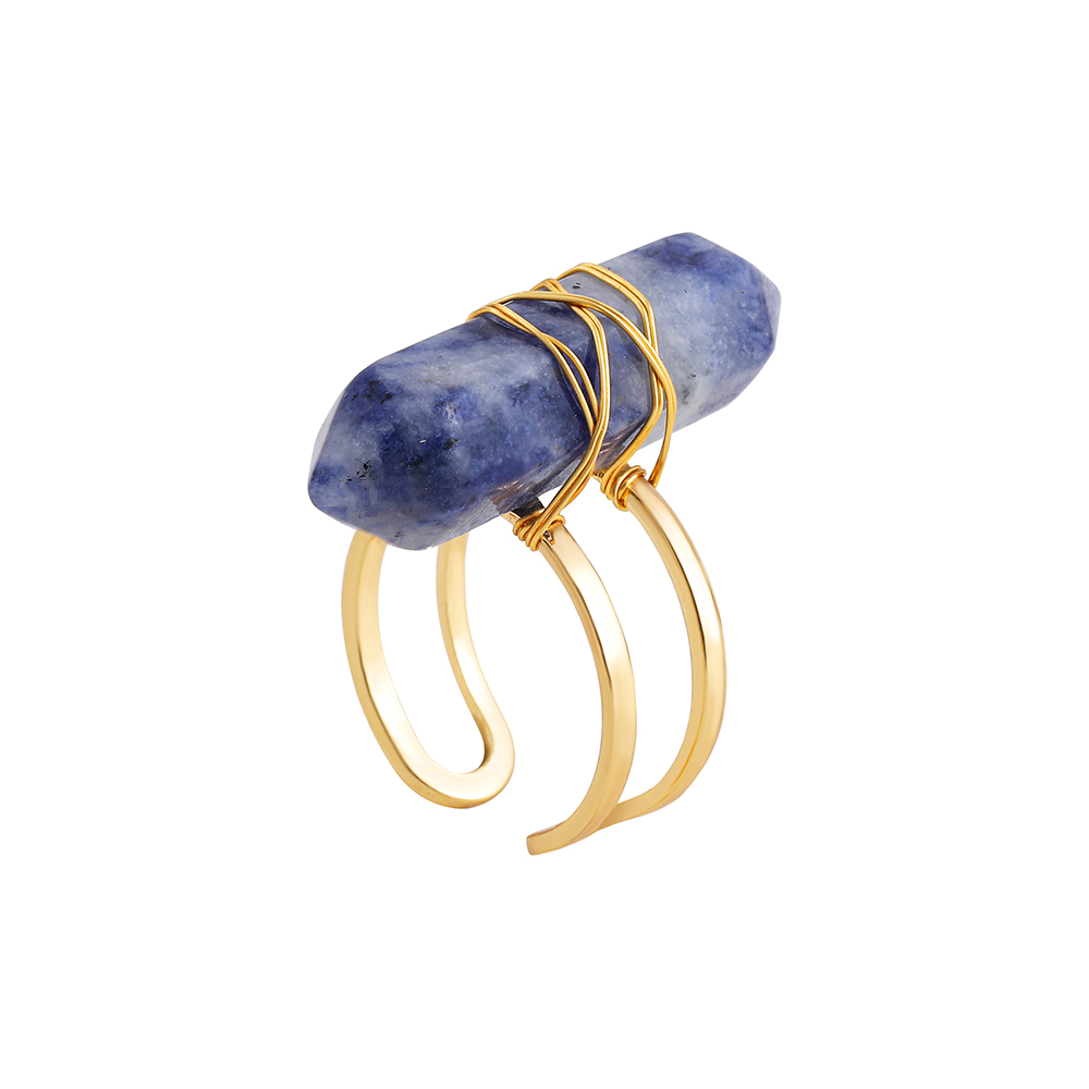 Simple Style Geometric Copper Open Ring Plating Artificial Crystal Copper Rings 1 Piece