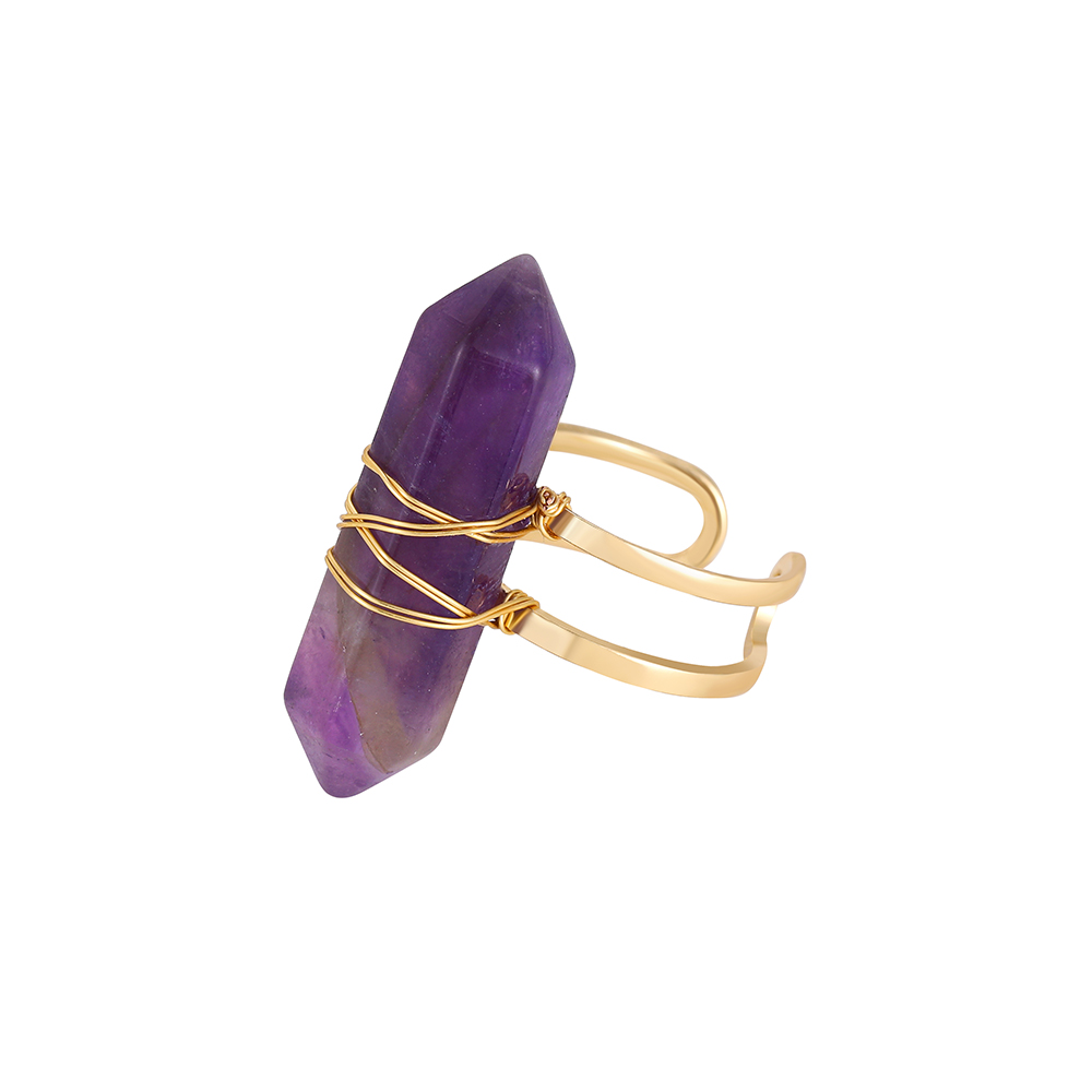 Simple Style Geometric Copper Open Ring Plating Artificial Crystal Copper Rings 1 Piece