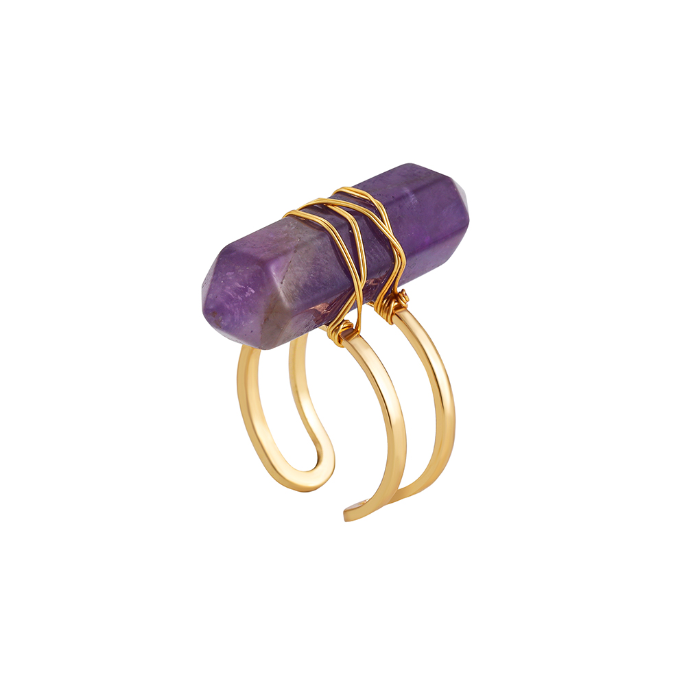 Simple Style Geometric Copper Open Ring Plating Artificial Crystal Copper Rings 1 Piece