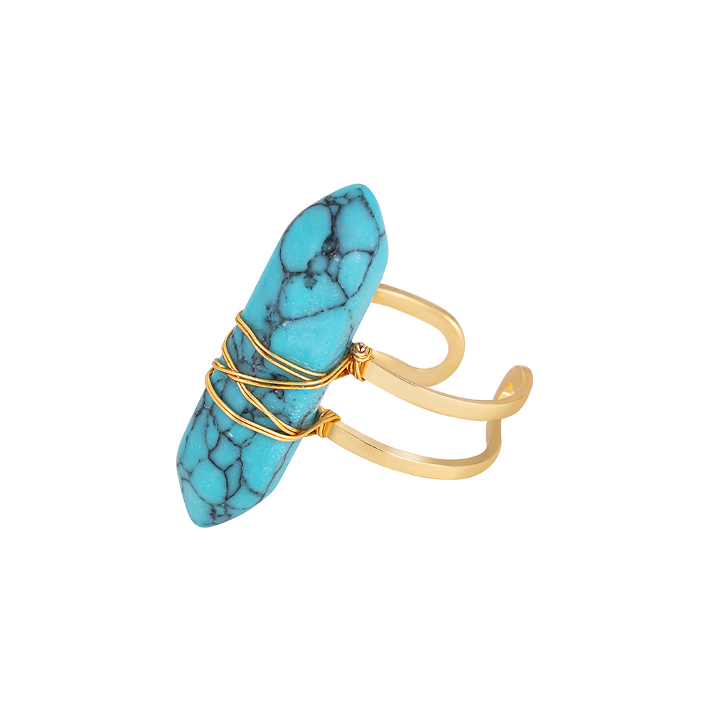 Simple Style Geometric Copper Open Ring Plating Artificial Crystal Copper Rings 1 Piece