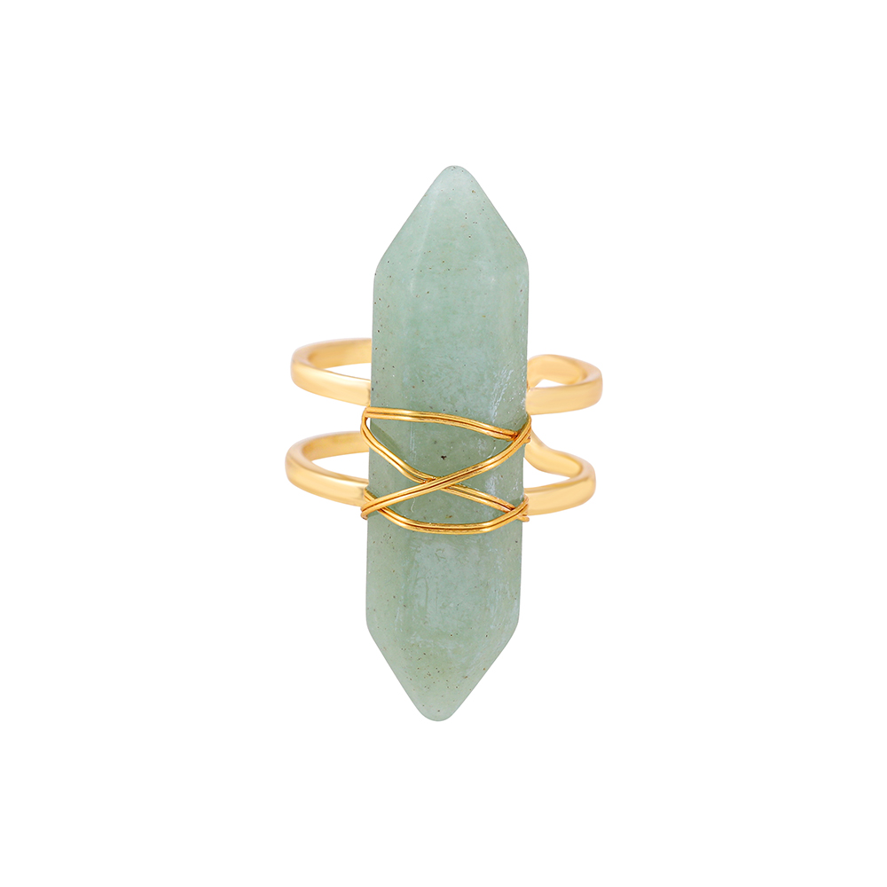 Simple Style Geometric Copper Open Ring Plating Artificial Crystal Copper Rings 1 Piece