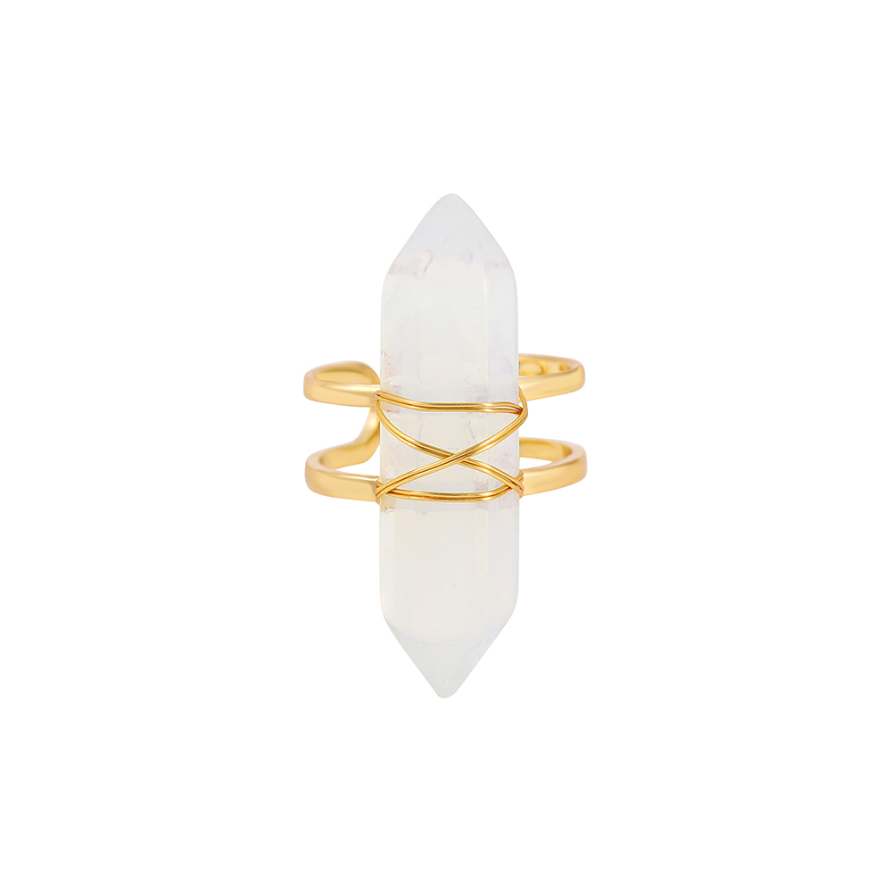 Simple Style Geometric Copper Open Ring Plating Artificial Crystal Copper Rings 1 Piece