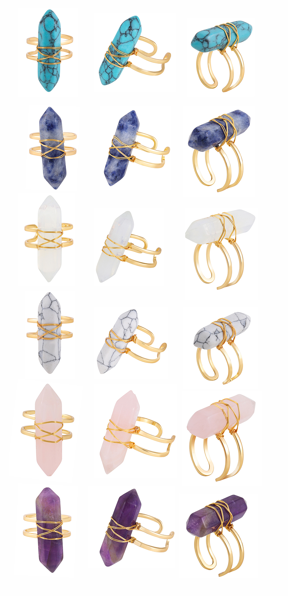 Simple Style Geometric Copper Open Ring Plating Artificial Crystal Copper Rings 1 Piece