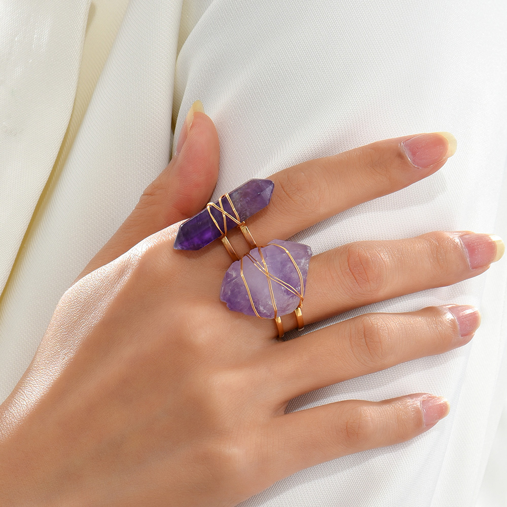 Simple Style Geometric Copper Open Ring Plating Artificial Crystal Copper Rings 1 Piece