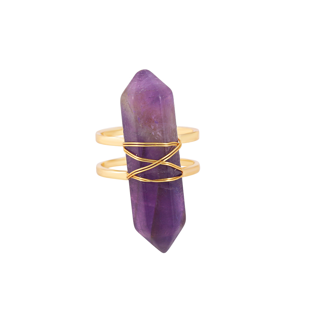 Simple Style Geometric Copper Open Ring Plating Artificial Crystal Copper Rings 1 Piece