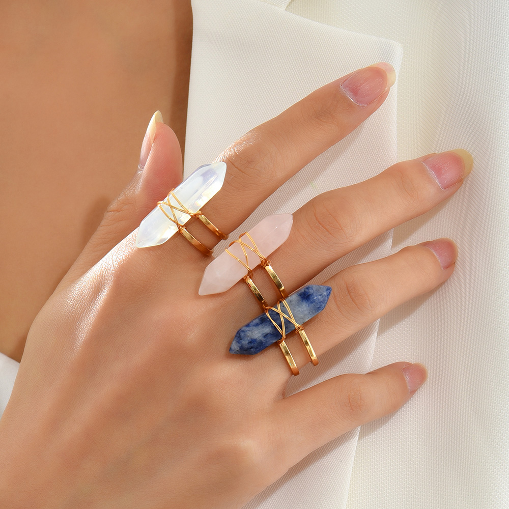 Simple Style Geometric Copper Open Ring Plating Artificial Crystal Copper Rings 1 Piece