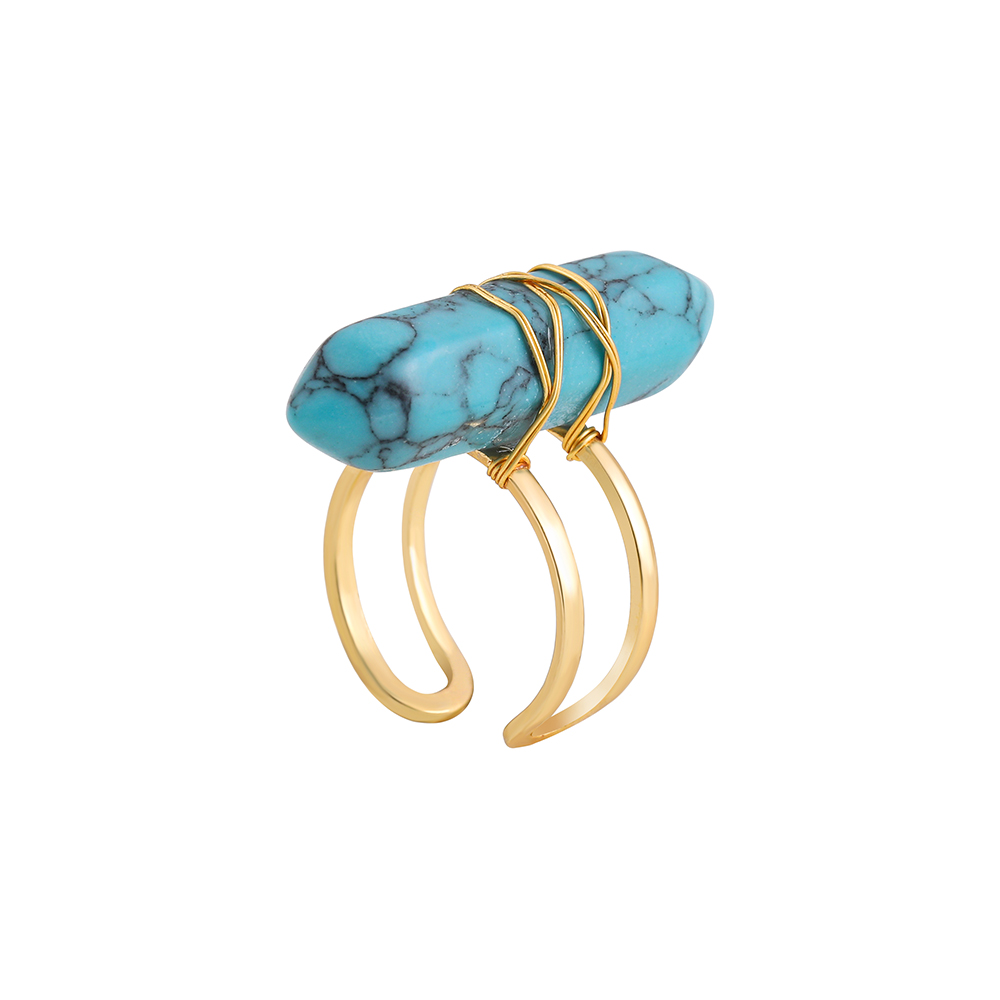 Simple Style Geometric Copper Open Ring Plating Artificial Crystal Copper Rings 1 Piece
