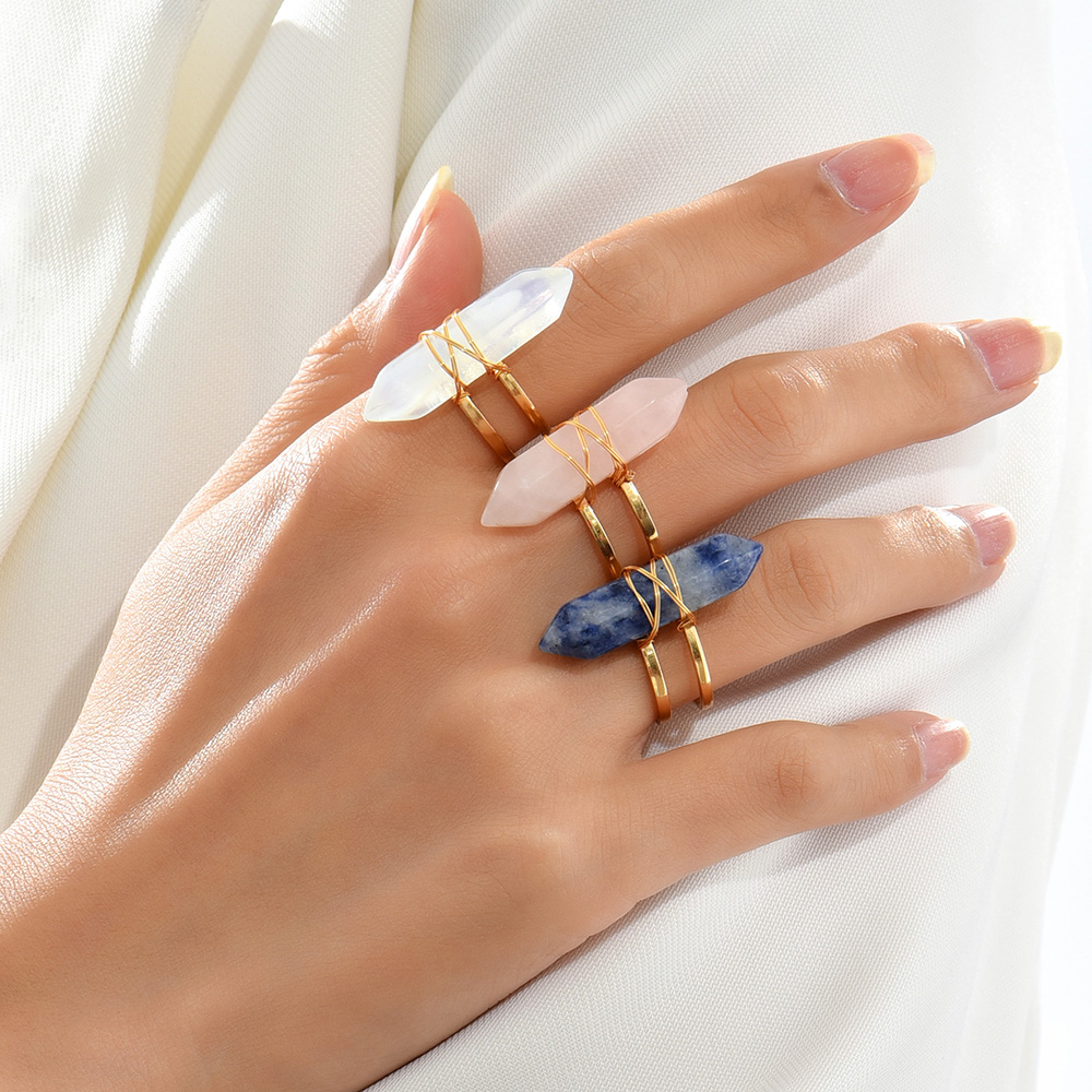 Simple Style Geometric Copper Open Ring Plating Artificial Crystal Copper Rings 1 Piece