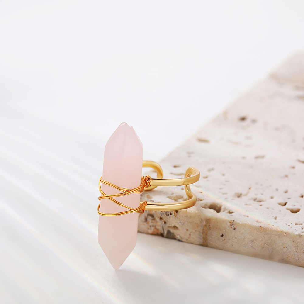 Simple Style Geometric Copper Open Ring Plating Artificial Crystal Copper Rings 1 Piece
