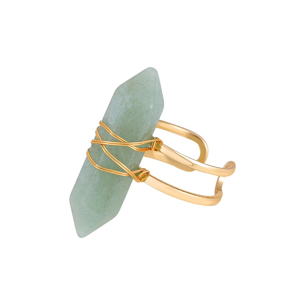 Simple Style Geometric Copper Open Ring Plating Artificial Crystal Copper Rings 1 Piece