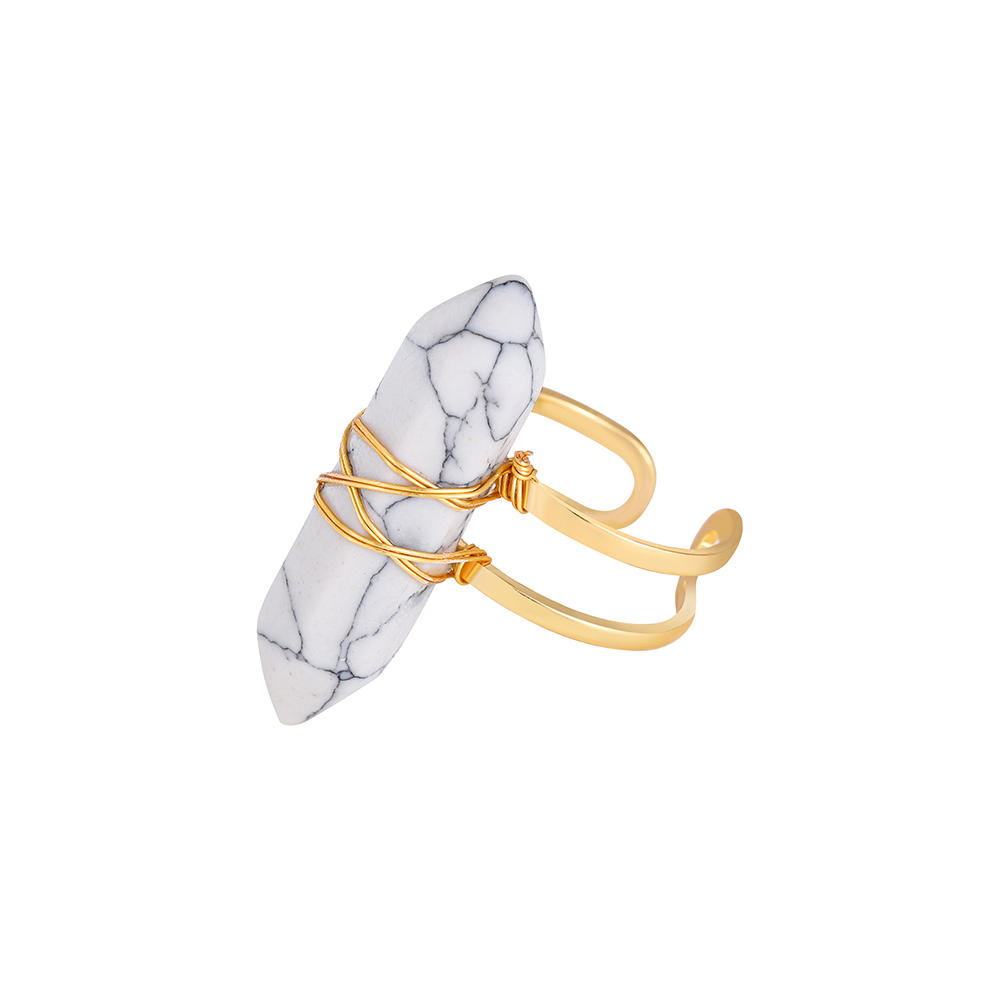 Simple Style Geometric Copper Open Ring Plating Artificial Crystal Copper Rings 1 Piece