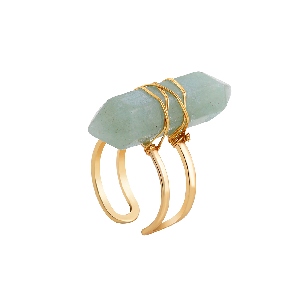 Simple Style Geometric Copper Open Ring Plating Artificial Crystal Copper Rings 1 Piece