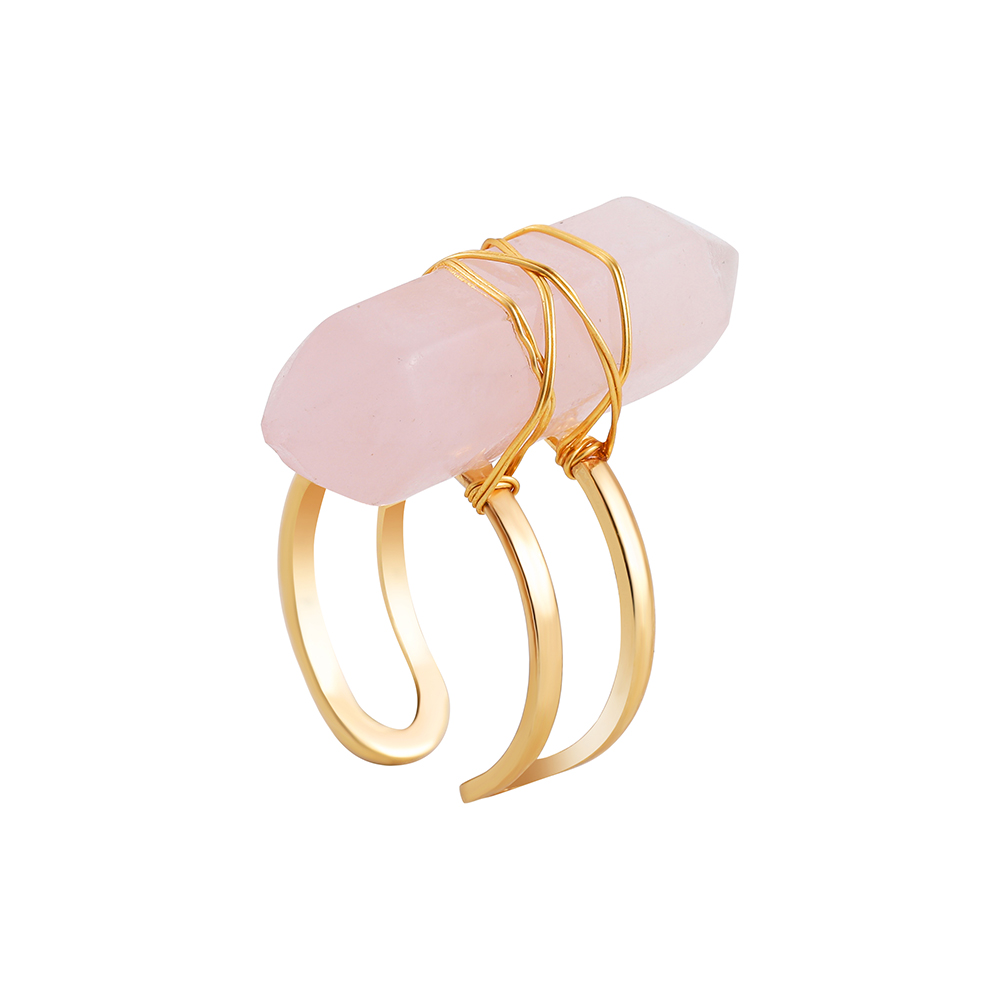 Simple Style Geometric Copper Open Ring Plating Artificial Crystal Copper Rings 1 Piece