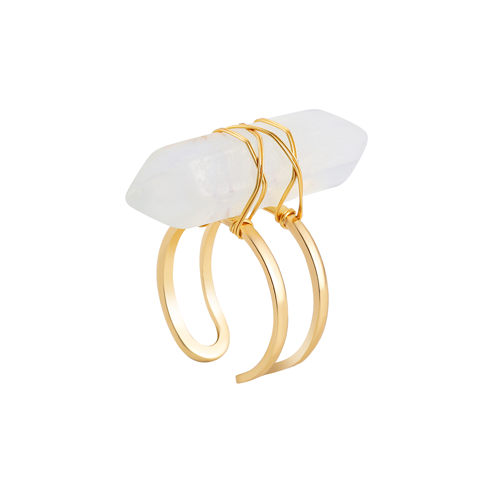 Simple Style Geometric Copper Open Ring Plating Artificial Crystal Copper Rings 1 Piece
