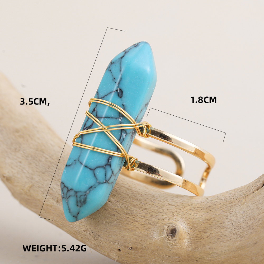 Simple Style Geometric Copper Open Ring Plating Artificial Crystal Copper Rings 1 Piece