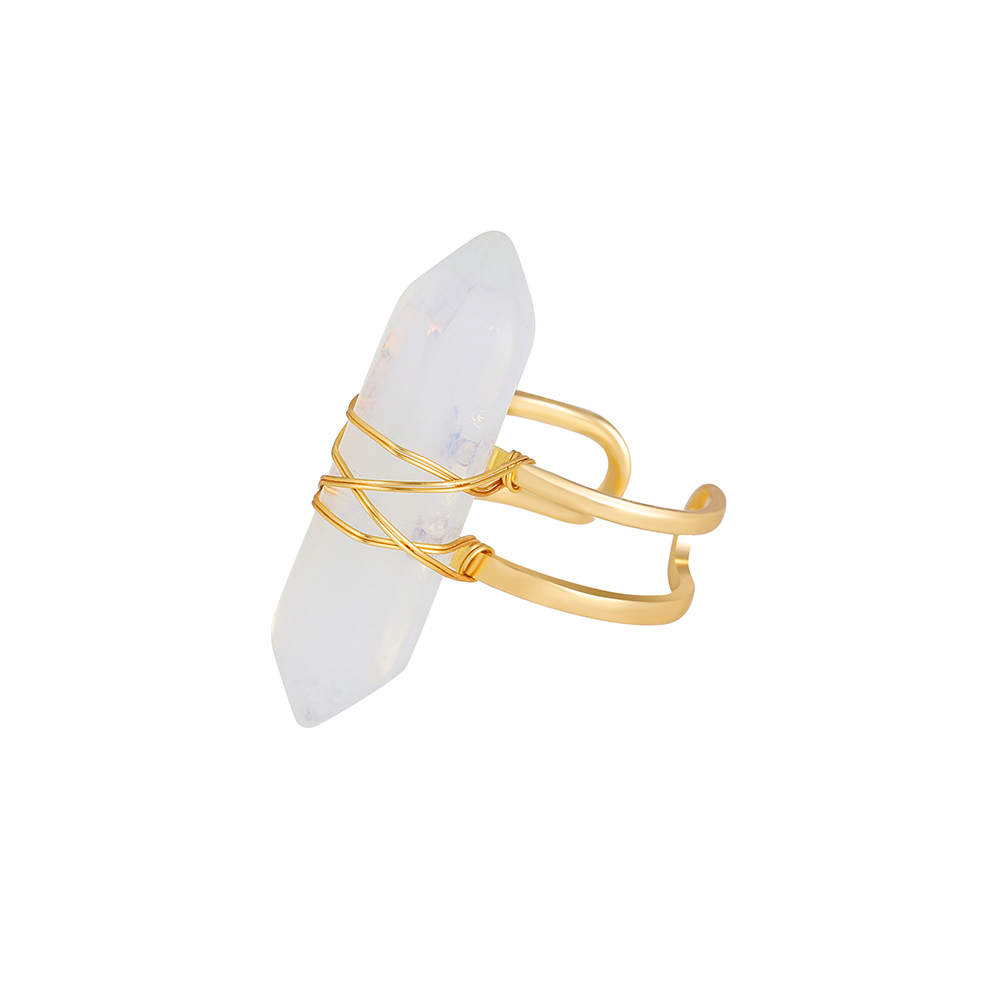 Simple Style Geometric Copper Open Ring Plating Artificial Crystal Copper Rings 1 Piece