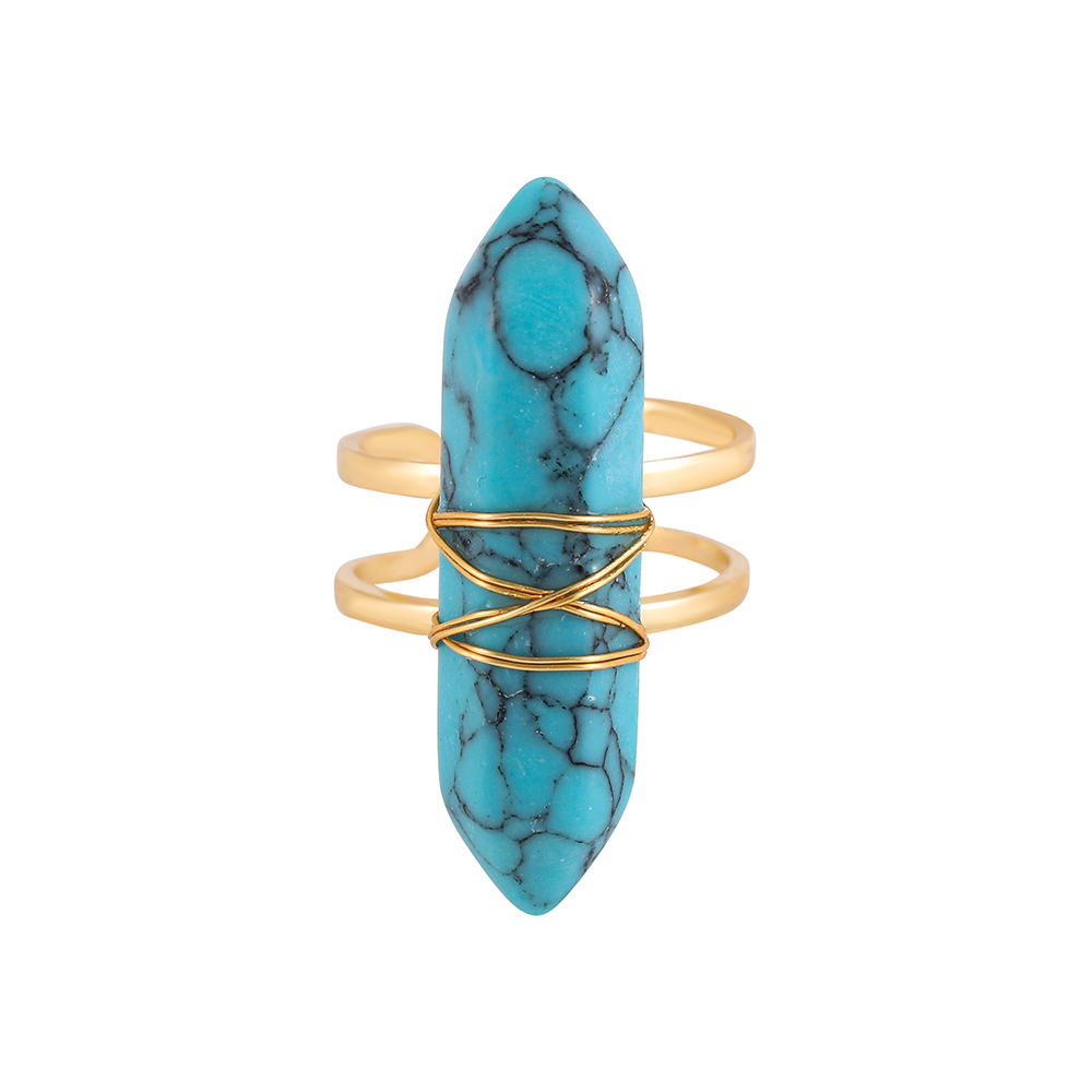 Simple Style Geometric Copper Open Ring Plating Artificial Crystal Copper Rings 1 Piece
