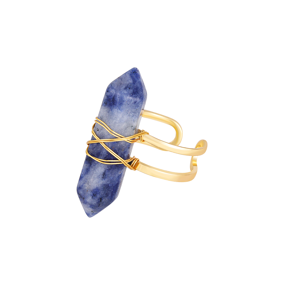 Simple Style Geometric Copper Open Ring Plating Artificial Crystal Copper Rings 1 Piece