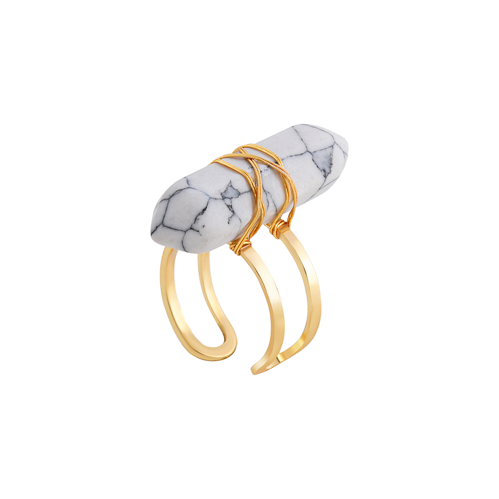 Simple Style Geometric Copper Open Ring Plating Artificial Crystal Copper Rings 1 Piece