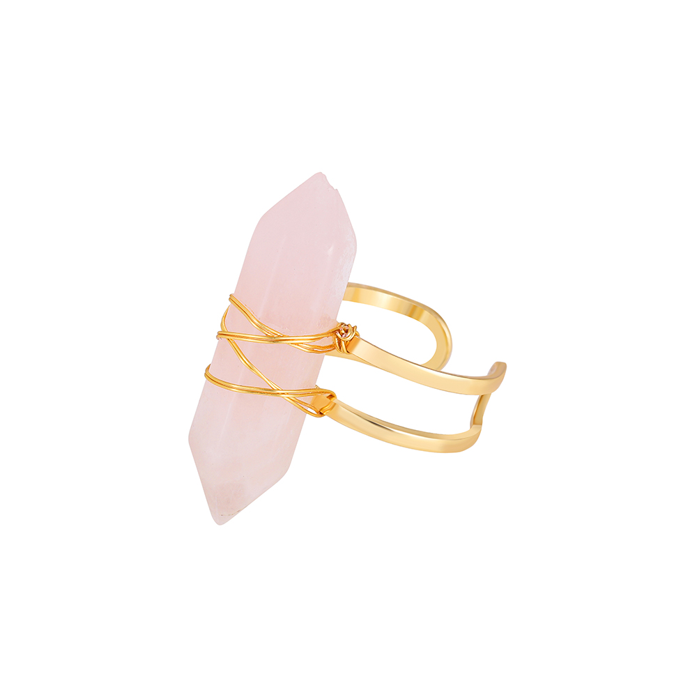 Simple Style Geometric Copper Open Ring Plating Artificial Crystal Copper Rings 1 Piece