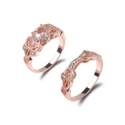 Fashion Leaves Alloy Plating Rhinestones Womenu0027S Rings 2 Pieces