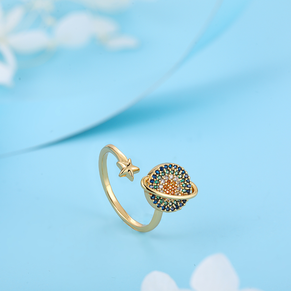 Simple Style Daisy Copper Open Ring Gold Plated Zircon Copper Rings 1 Piece