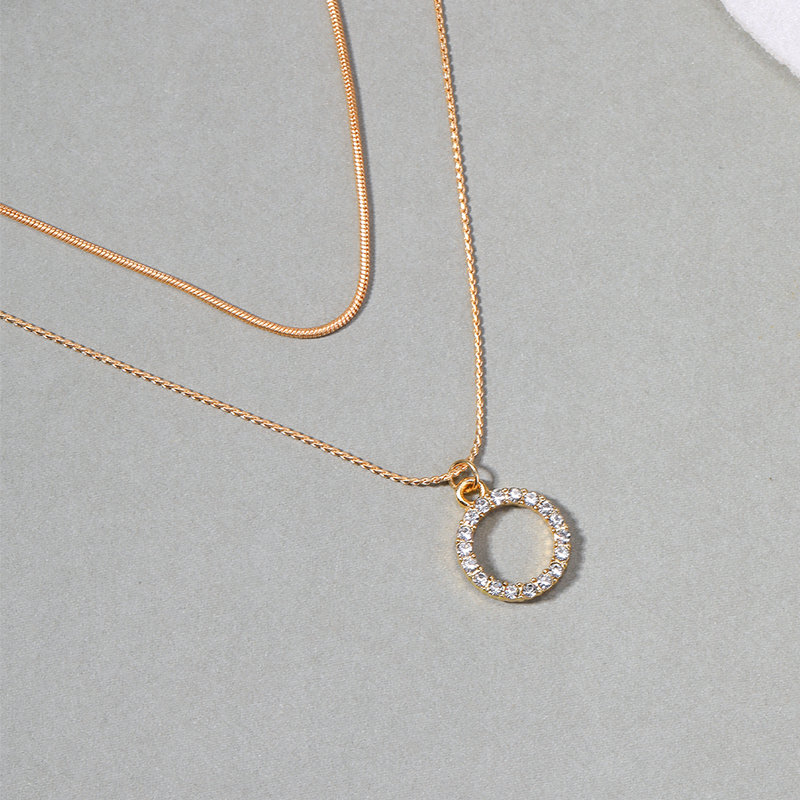 Simple Style Round Alloy Inlay Rhinestones Necklace