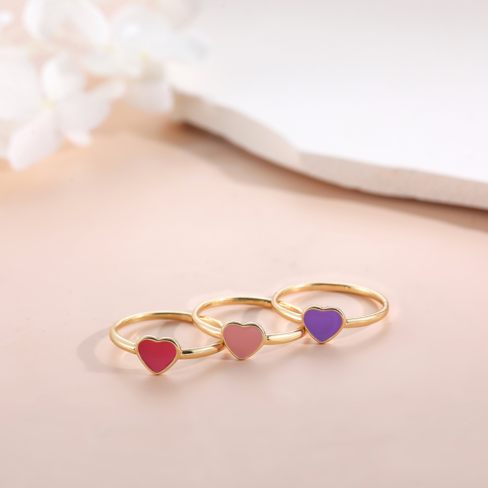 Simple Style Heart Shape Alloy Enamel Rings 1 Piece