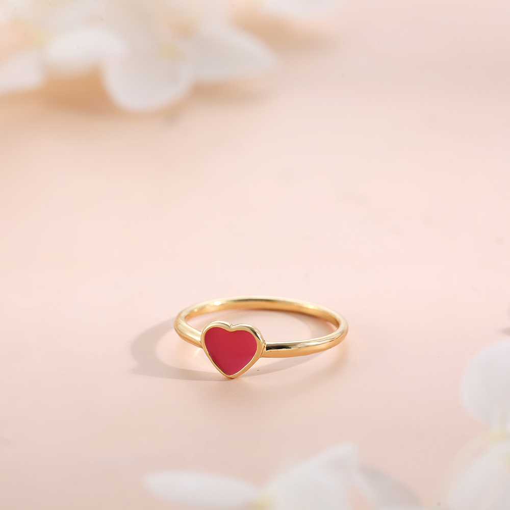 Simple Style Heart Shape Alloy Enamel Rings 1 Piece