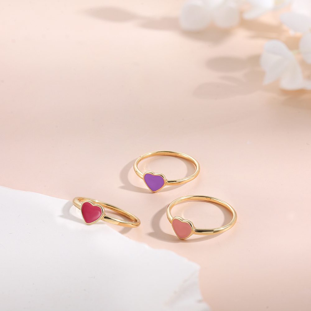 Simple Style Heart Shape Alloy Enamel Rings 1 Piece