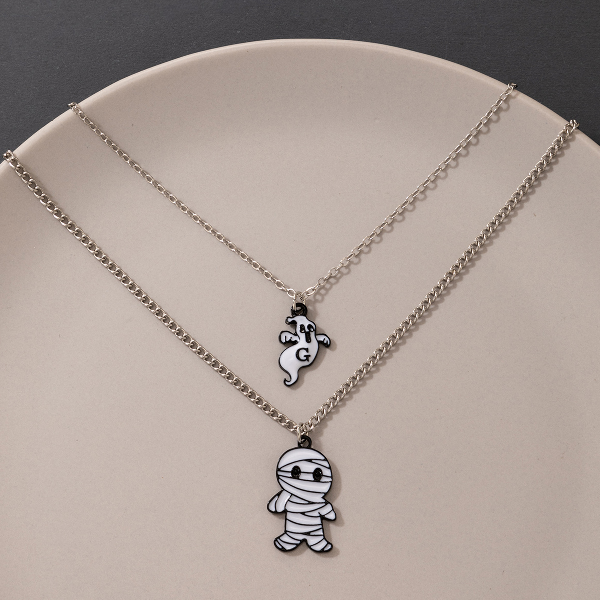 Funny Ghost Alloy Enamel Pendant Necklace