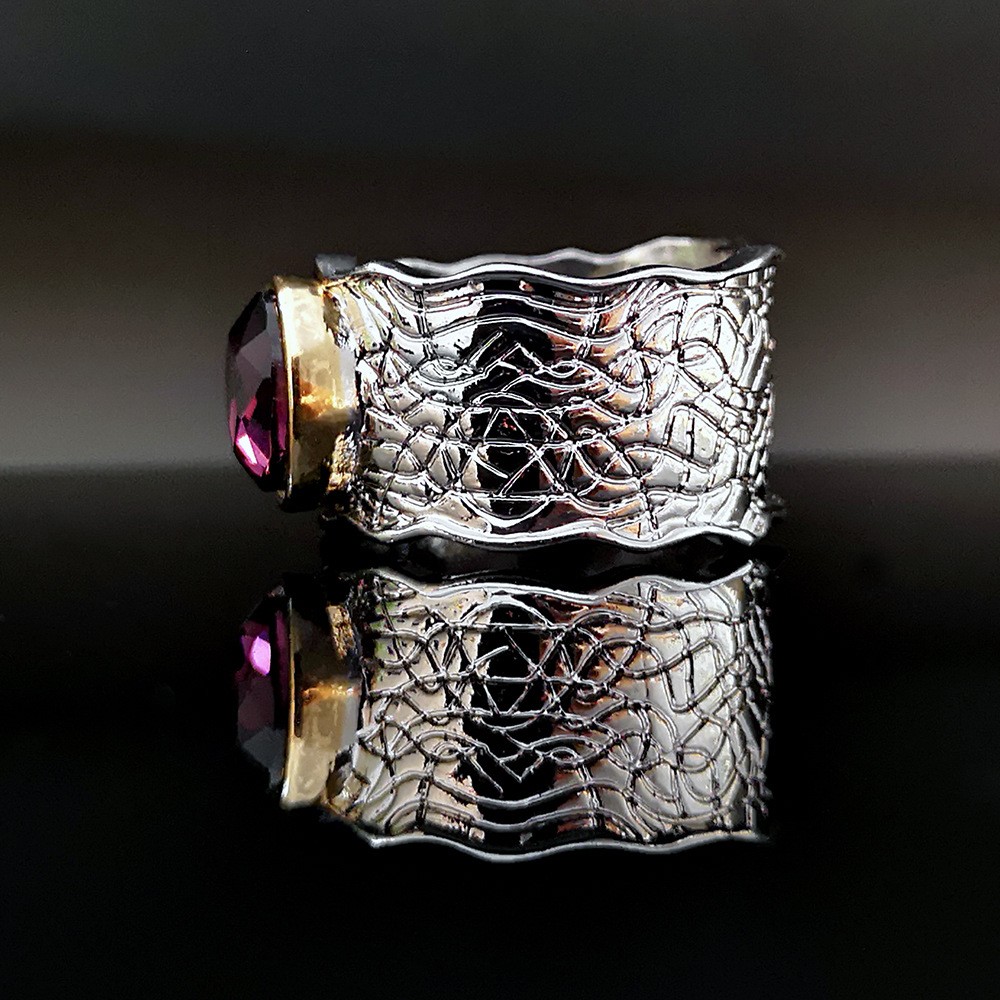 Vintage Style Geometric Alloy Plating Crystal Rings 1 Piece