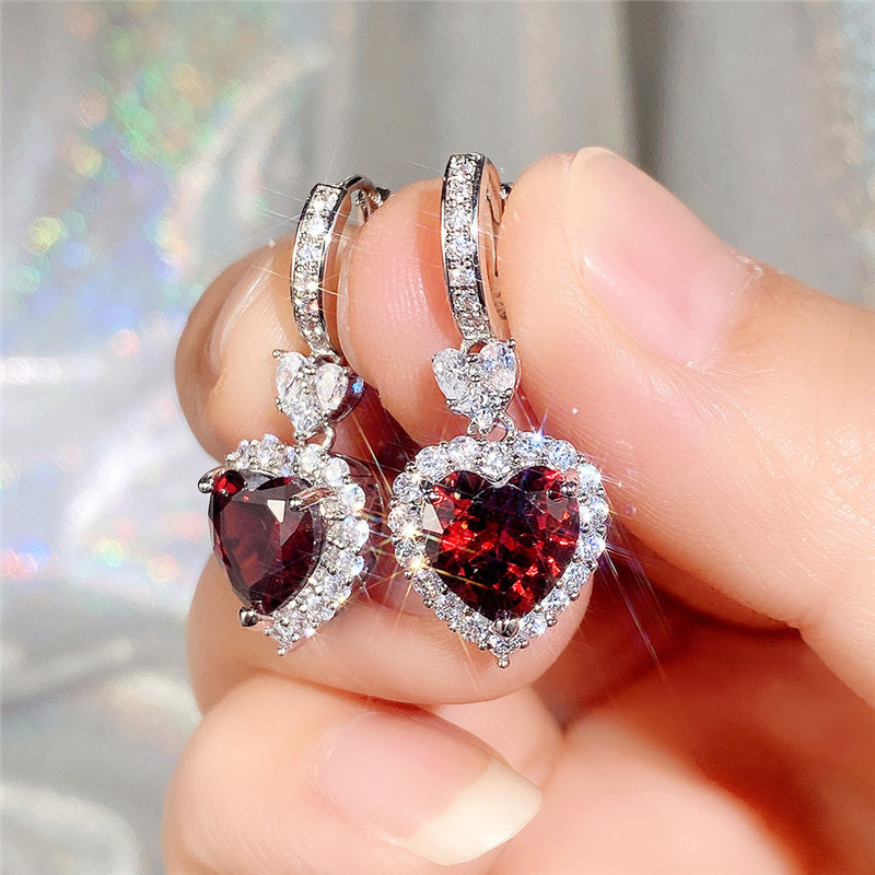 Vintage Style Heart Shape Copper Inlay Artificial Gemstones Artificial Diamond Rings Earrings Neckla