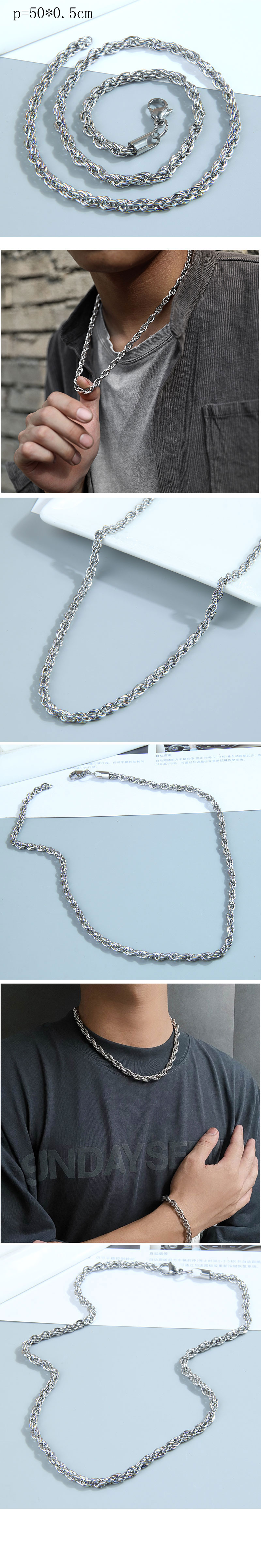 Hip-Hop Geometric Stainless Steel Necklace 1 Piece