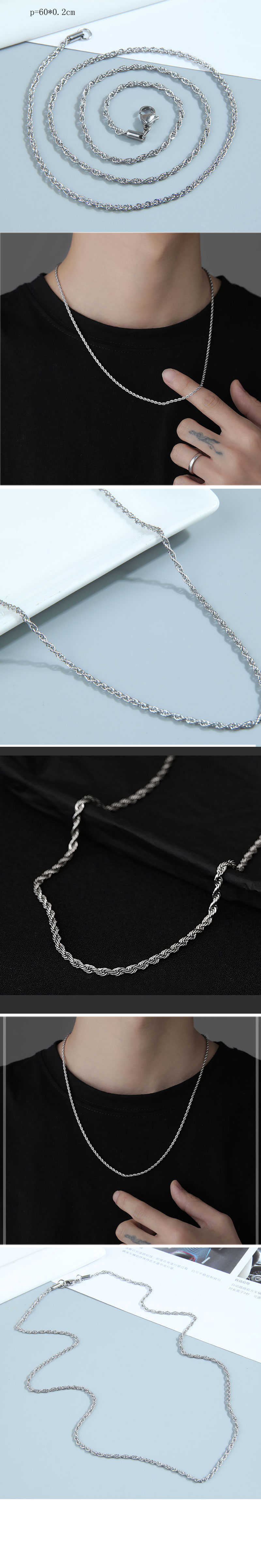 Hip-Hop Twist Stainless Steel Necklace 1 Piece