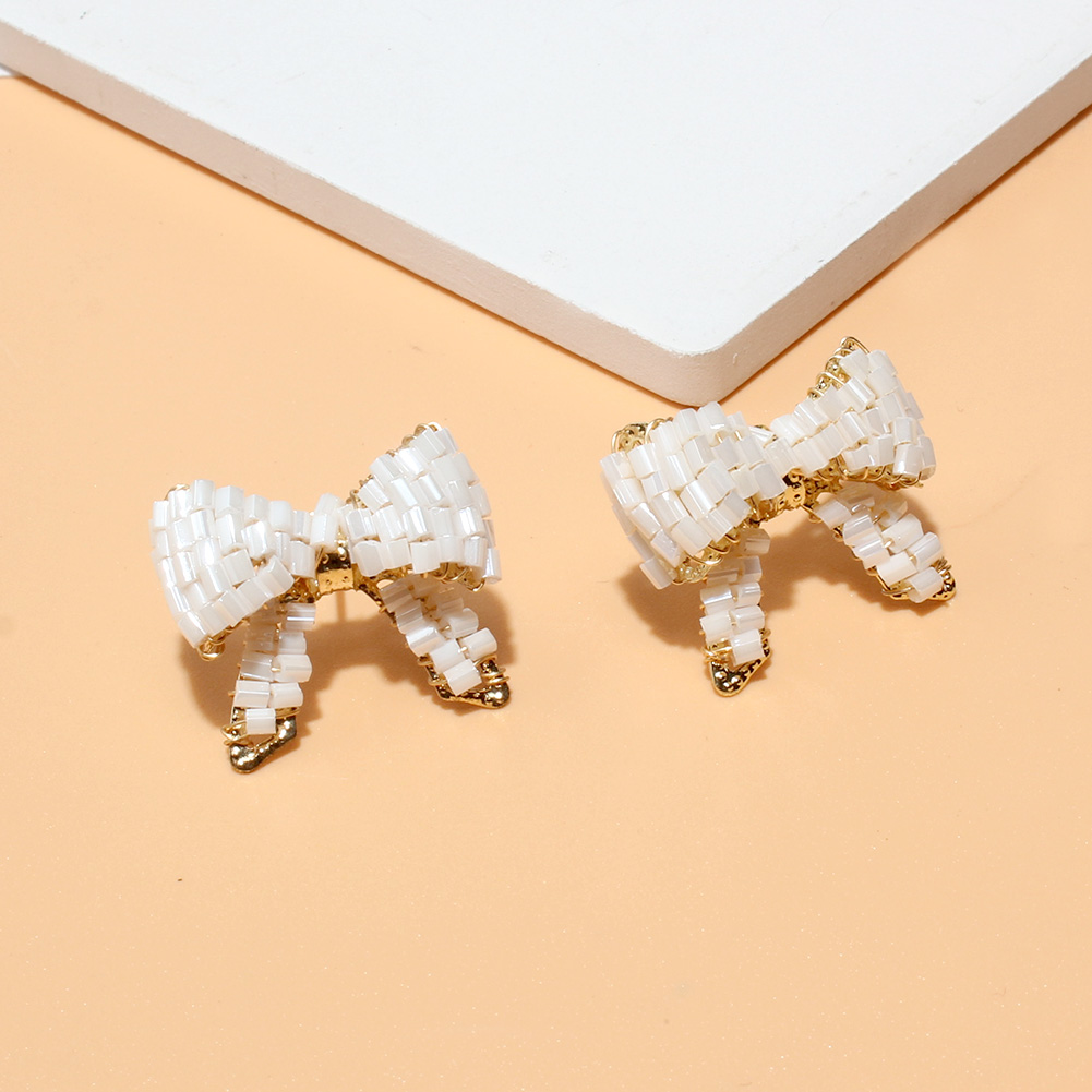 Fairy Style Bow Knot Alloy Crystal Plating Ear Studs 1 Pair